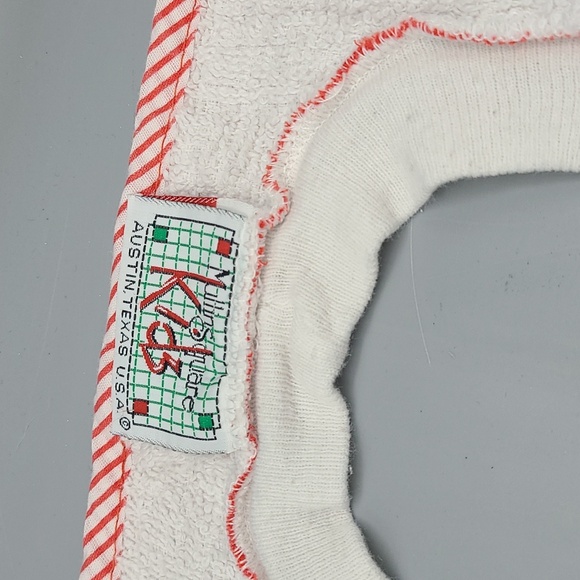 Vintage baby bib red/white bunny polka dot Mullins Square made in USA terrycloth - Picture 4 of 6